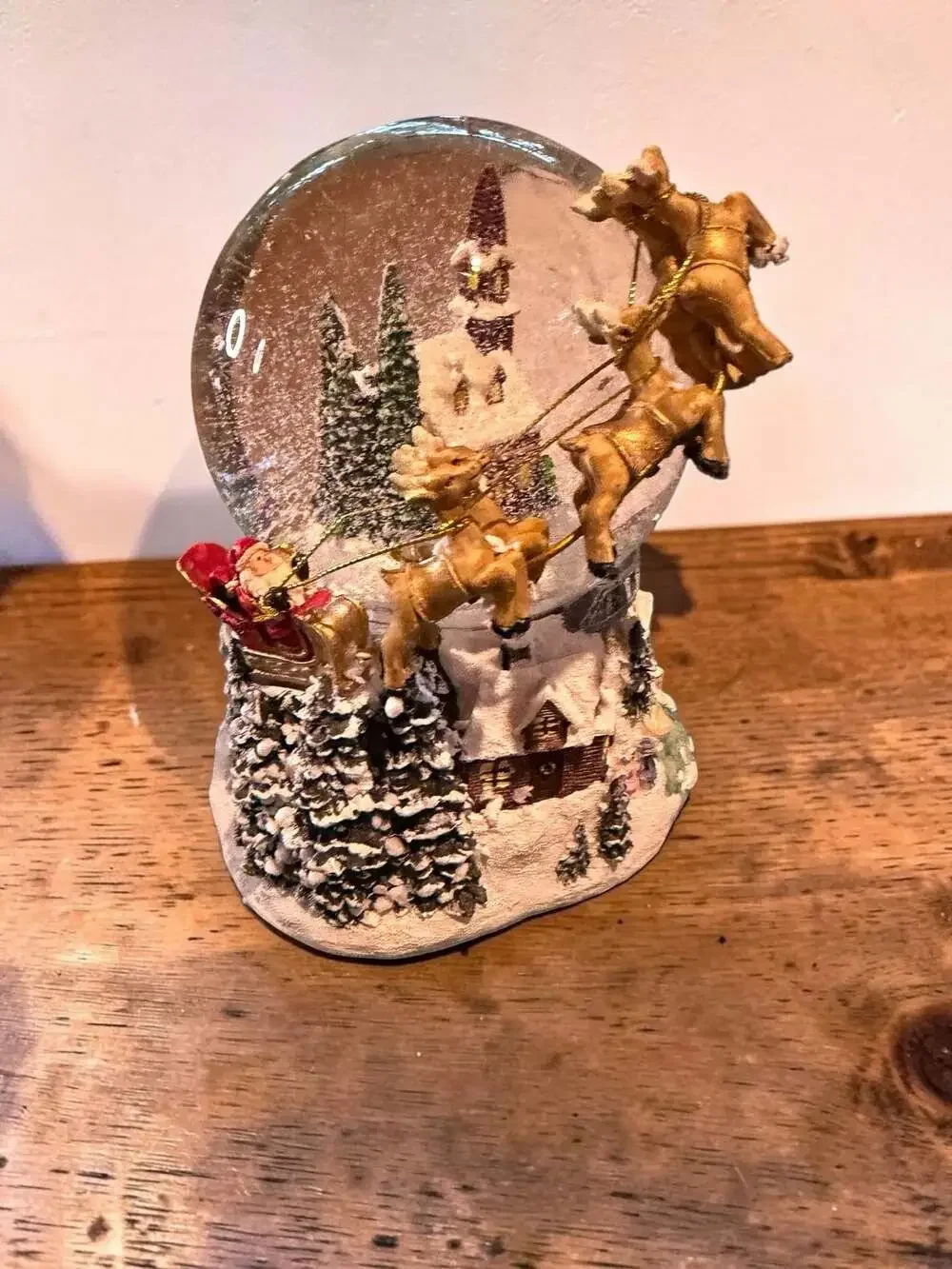 Santa in Sleigh with Flying Reindeer Musical Christmas Water Globe